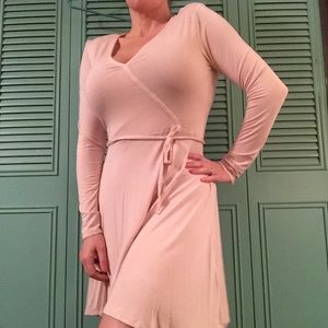 Divided blush pink faux wrap dress